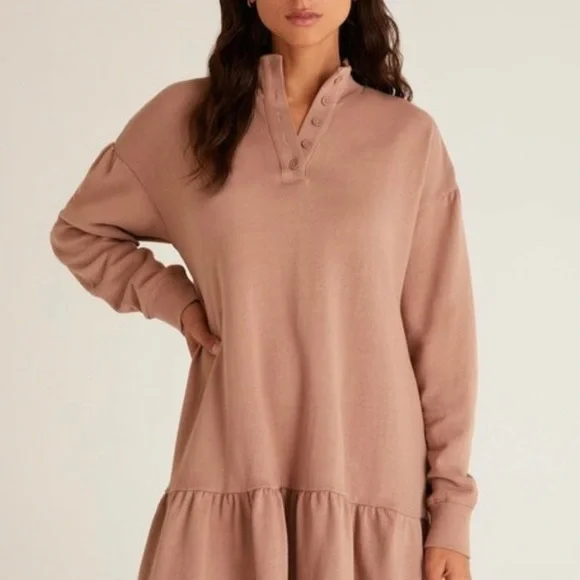 z supply brown dress Z Supply Angel Eyes Midi Dress Tiki Large